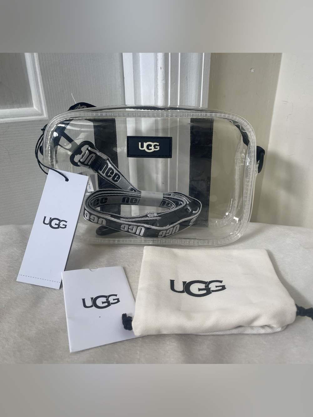 UGG Clear Bag with Black Trim and Branded Strap
